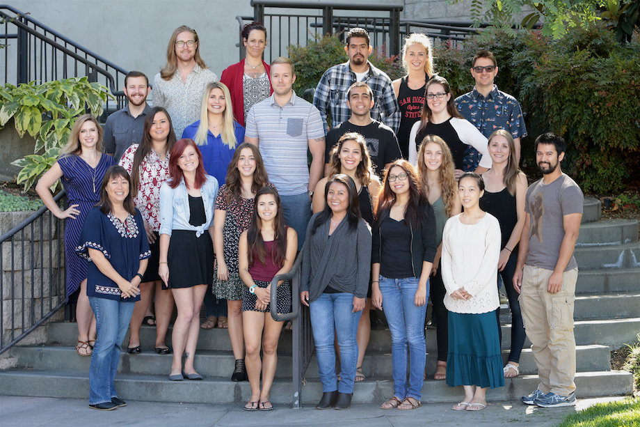 22 students on stairs with Dr. Kath