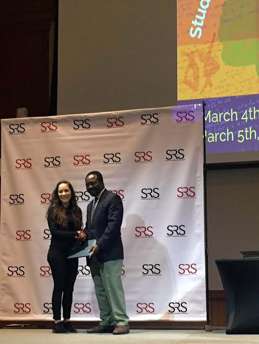 Bianka receiving award from provost